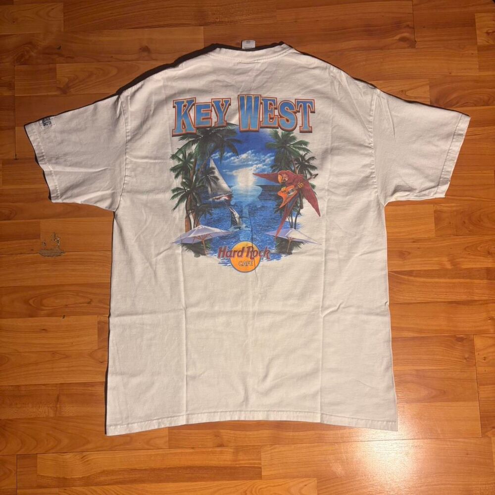 Vintage Hard Rock Cafe Key West White Tee Size L Rock Music Shirt